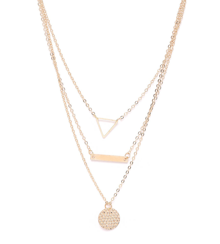 YouBella Gold-Plated Triangular  Circular Layered Necklace