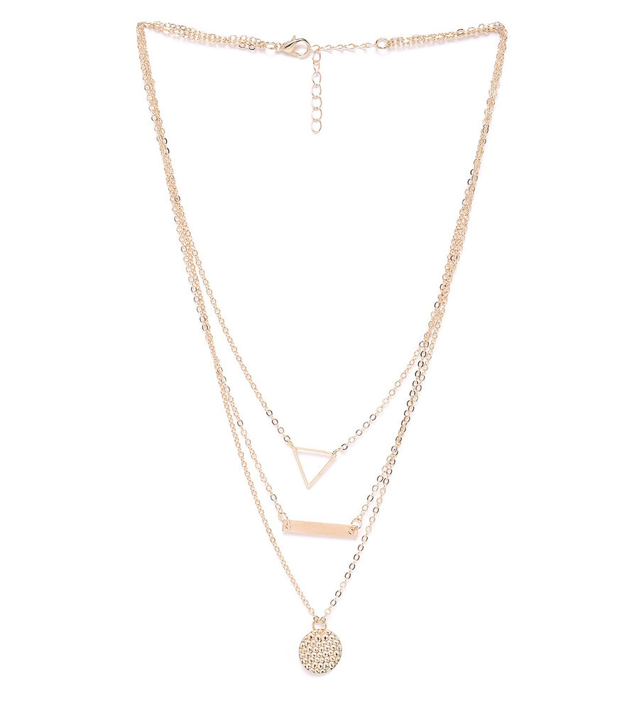 YouBella Gold-Plated Triangular  Circular Layered Necklace