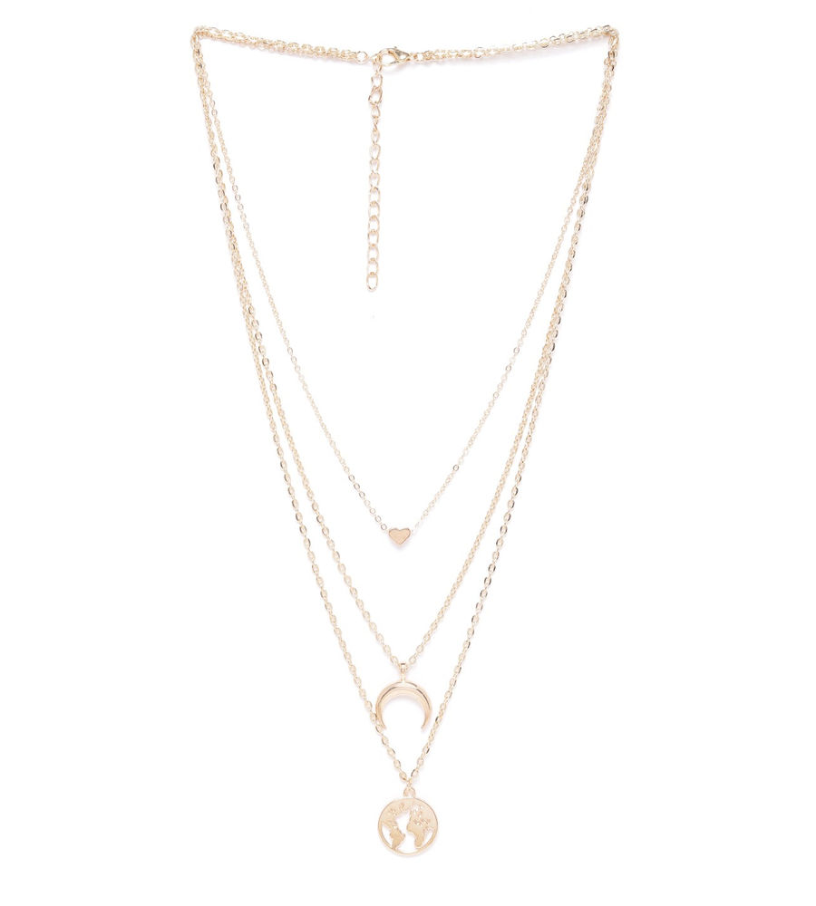 YouBella Gold-Plated Half-Moon  Globe Shaped Layered Necklace