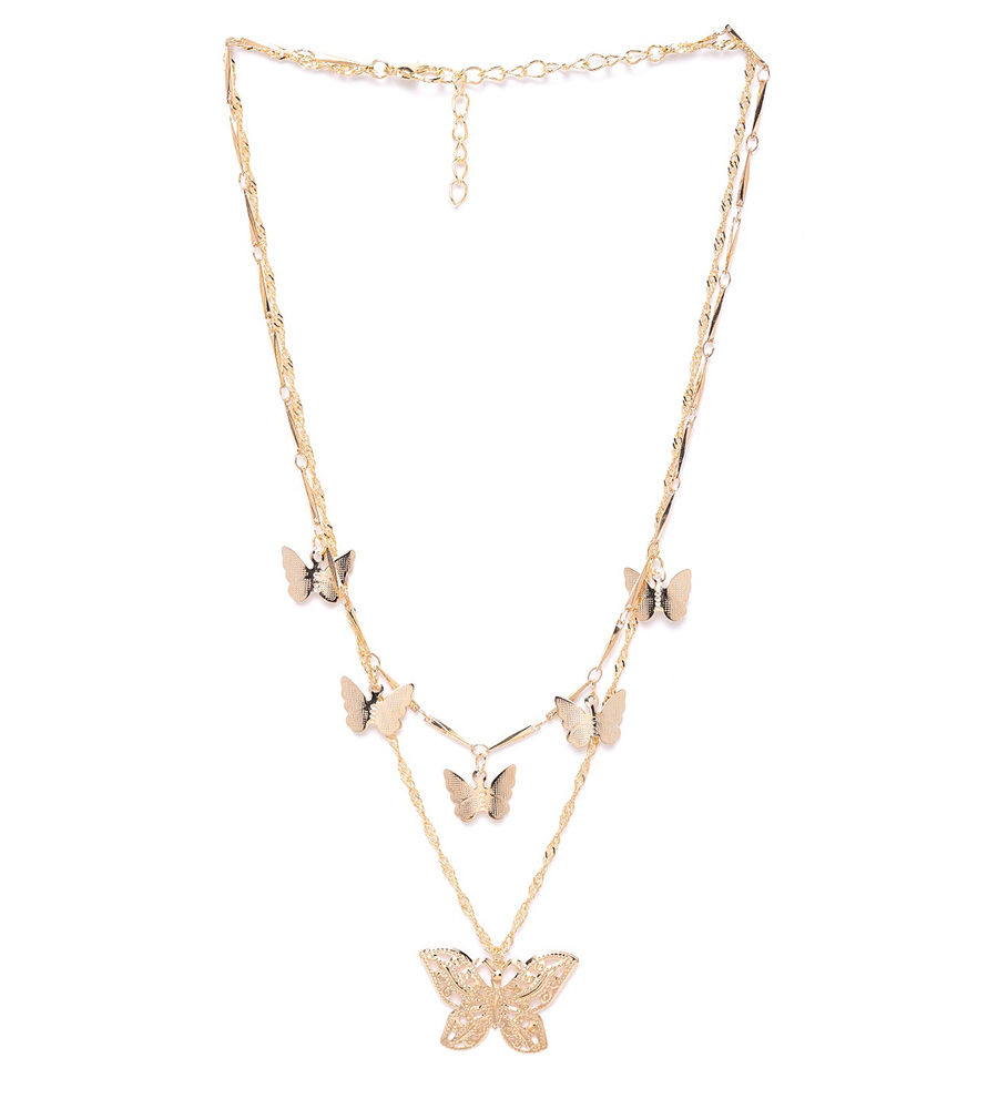 YouBella Gold-Plated Butterfly Shaped Layered Necklace