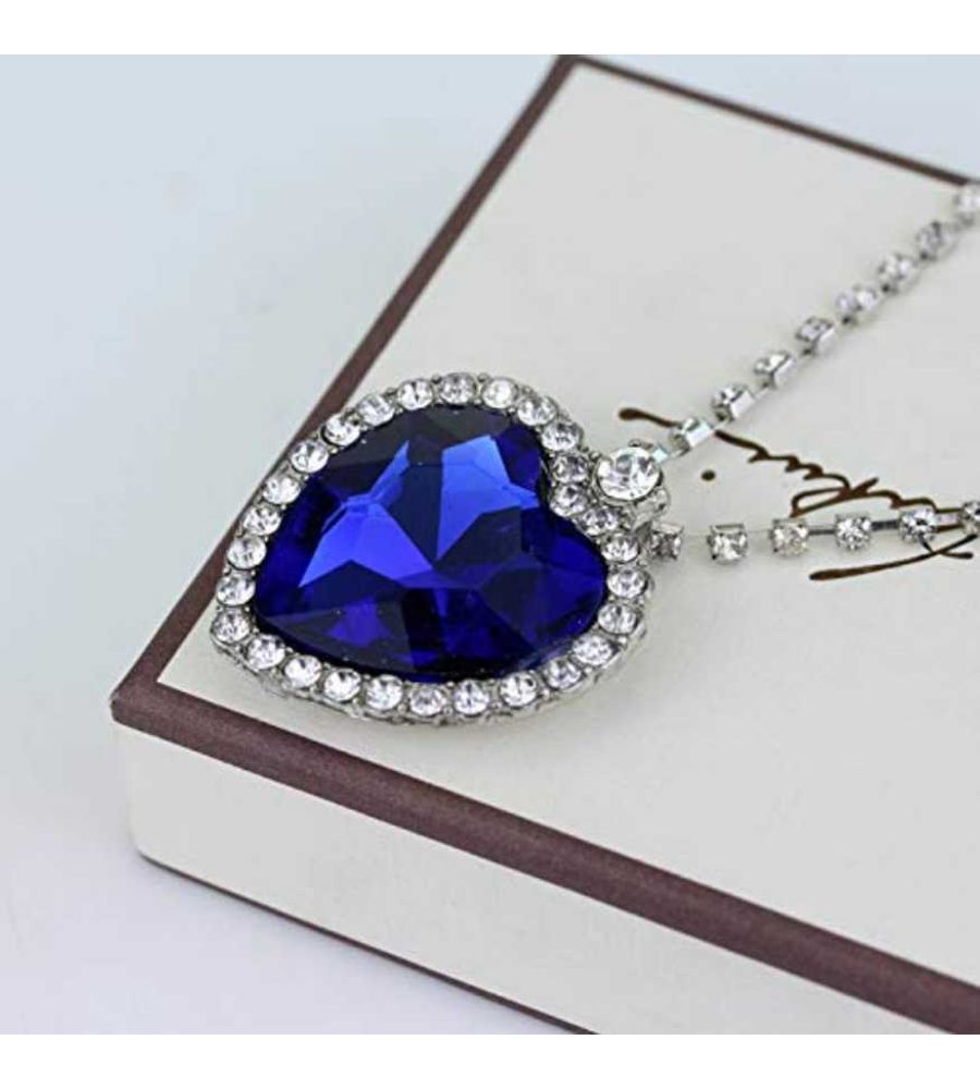 YouBella Latest Stylish Party Wear Jewellery Silver Plated Pendant for Women (Blue) (YBPD_71096)