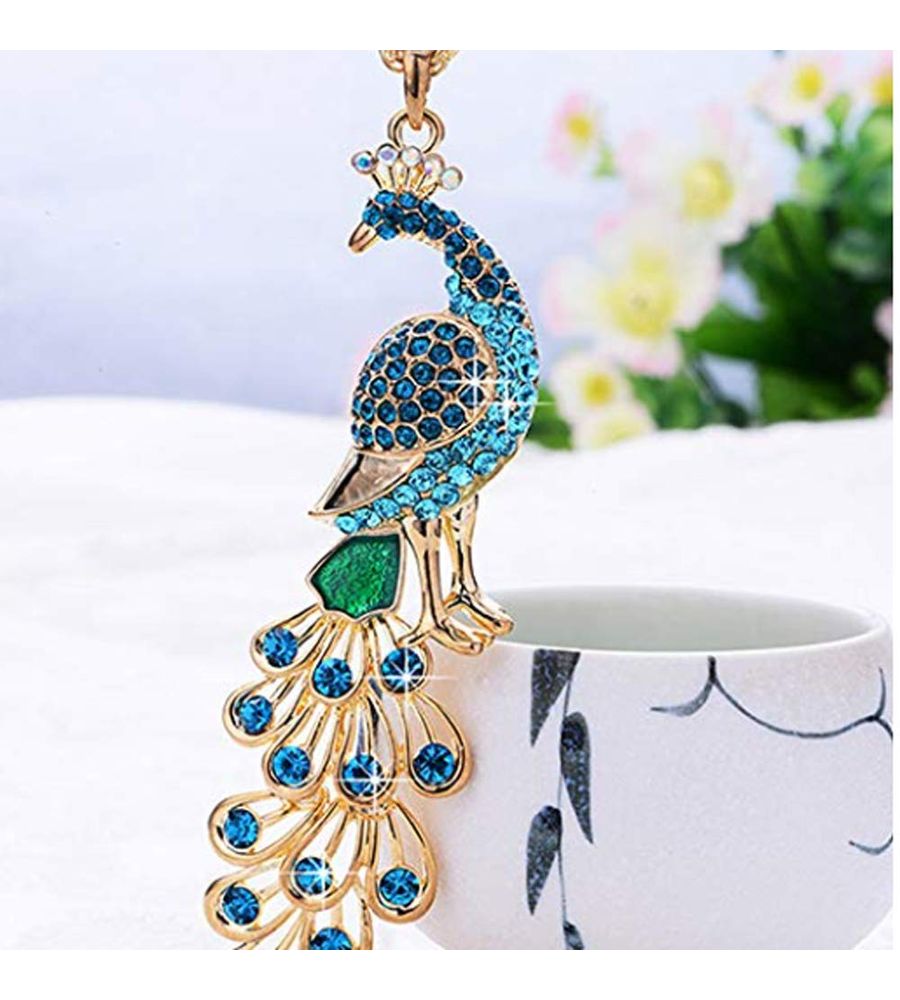 YouBella Jewellery Gracias Collection Peacock Shape 10 cm Long Pendant/Necklace for Women and Girls