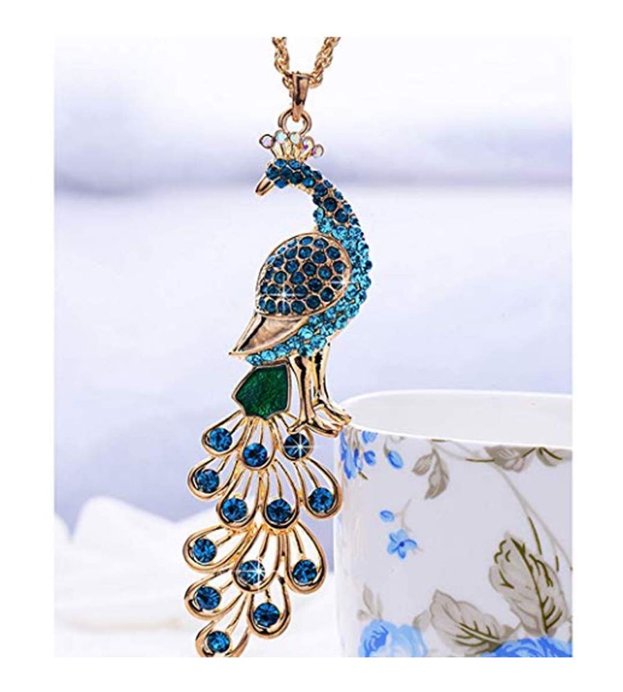 YouBella Jewellery Gracias Collection Peacock Shape 10 cm Long Pendant/Necklace for Women and Girls