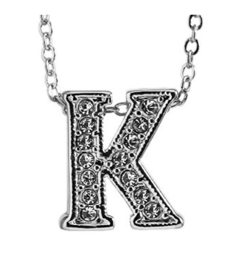 Best Valentine Gifts :YouBella Jewellery Alphabet Letter K Unisex Pendant/Necklace for Women/Girls/Boys/Men (Silver)