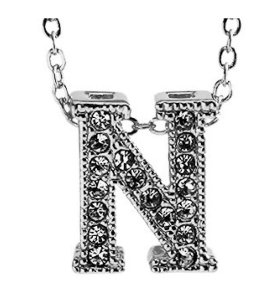 Valentine Gifts :YouBella Jewellery Alphabet Letter N Unisex Pendant/Necklace for Women/Girls/Boys/Men (Silver)