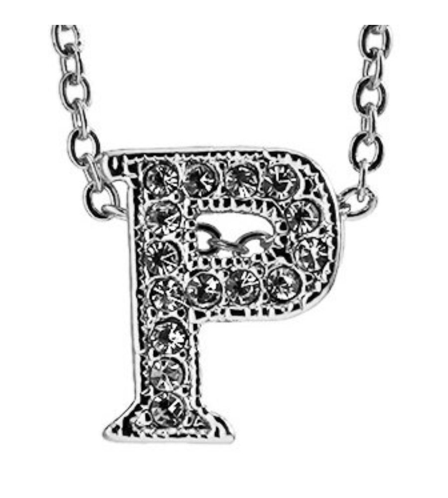 Valentine Gifts :YouBella Jewellery Alphabet Letter P Unisex Pendant/Necklace for Women/Girls/Boys/Men (Silver)