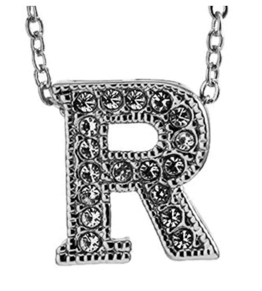 Valentine Gifts :YouBella Jewellery Alphabet Letter R Unisex Pendant/Necklace for Women/Girls/Boys/Men (Silver)