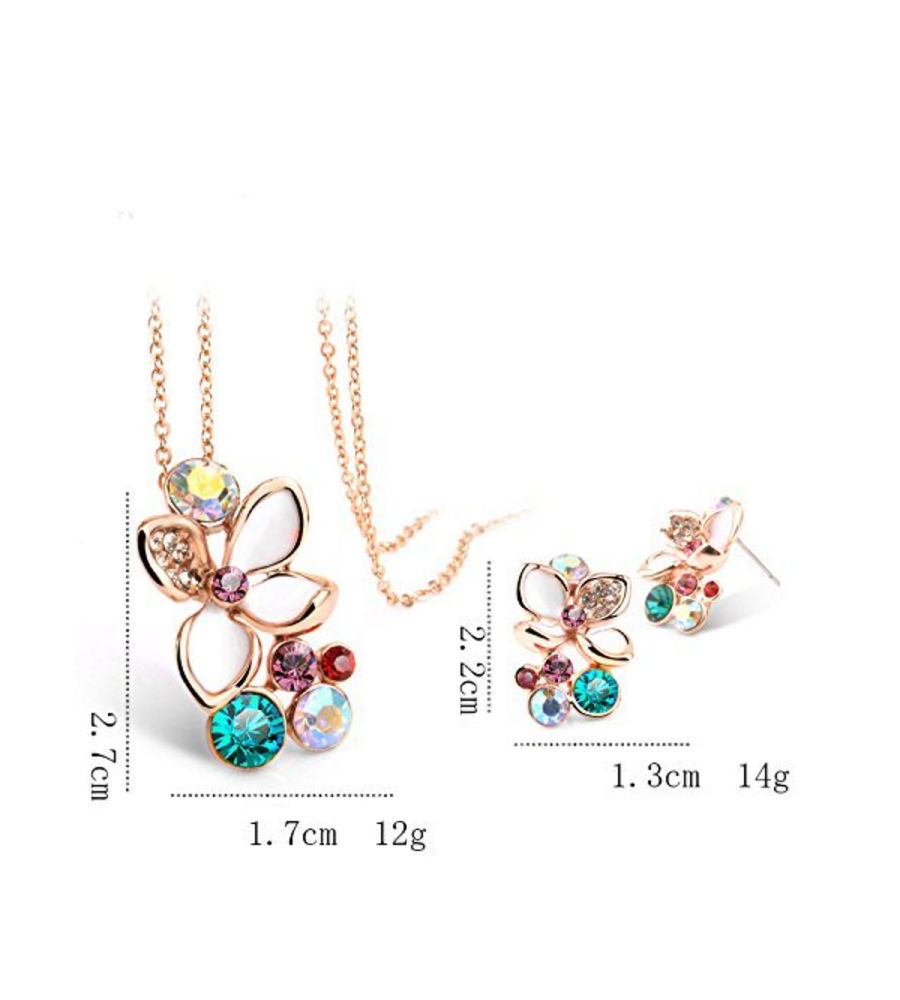 Valentine Gifts : YouBella Jewellery Valentine Collection Pendant Necklace Set with Fancy Earrings for Girls and Women (Multi-Color)