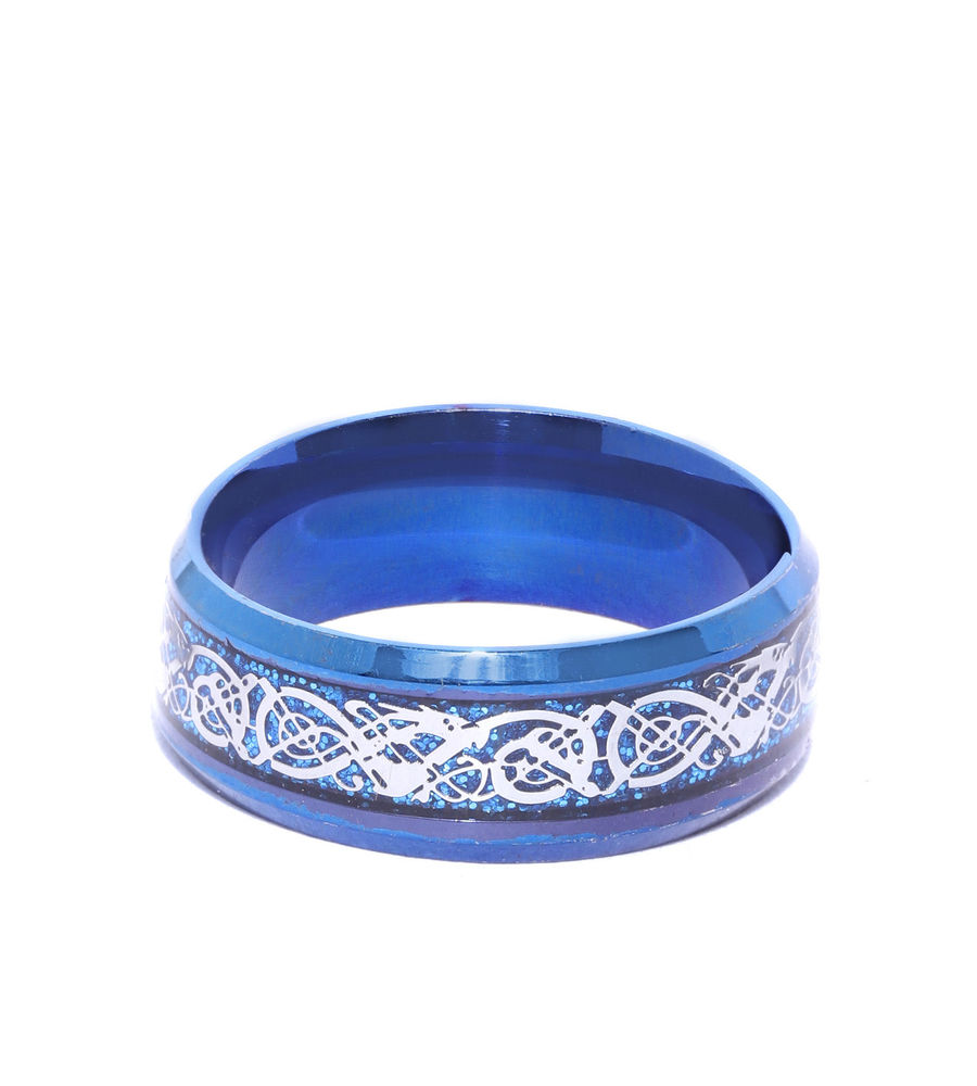 YouBella Men Blue  Silver-Toned Textured Finger Ring