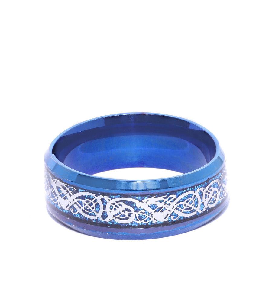 YouBella Men Blue  Silver-Toned Textured Finger Ring