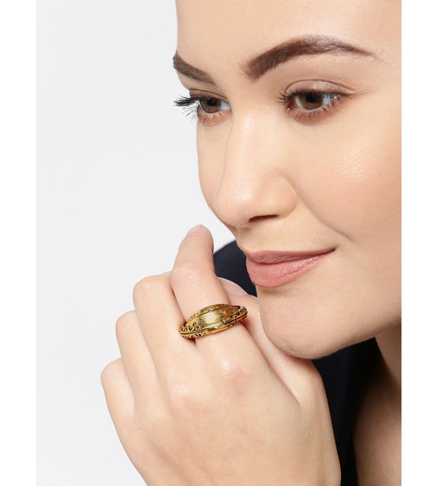 YouBella Gold Plated Textured Spinning Finger Ring