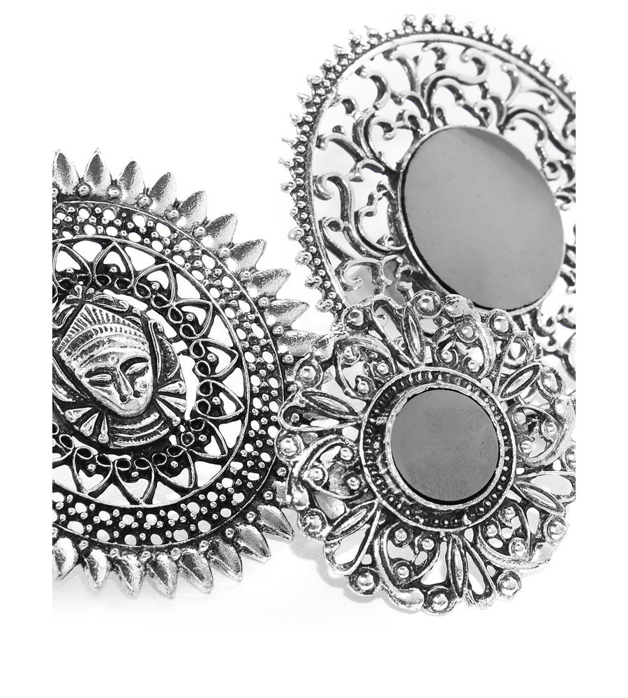YouBella Jewellery Afghani Oxidised Silver Plated Combo of 3 Rings for Women and Girls (Adjustable Size)