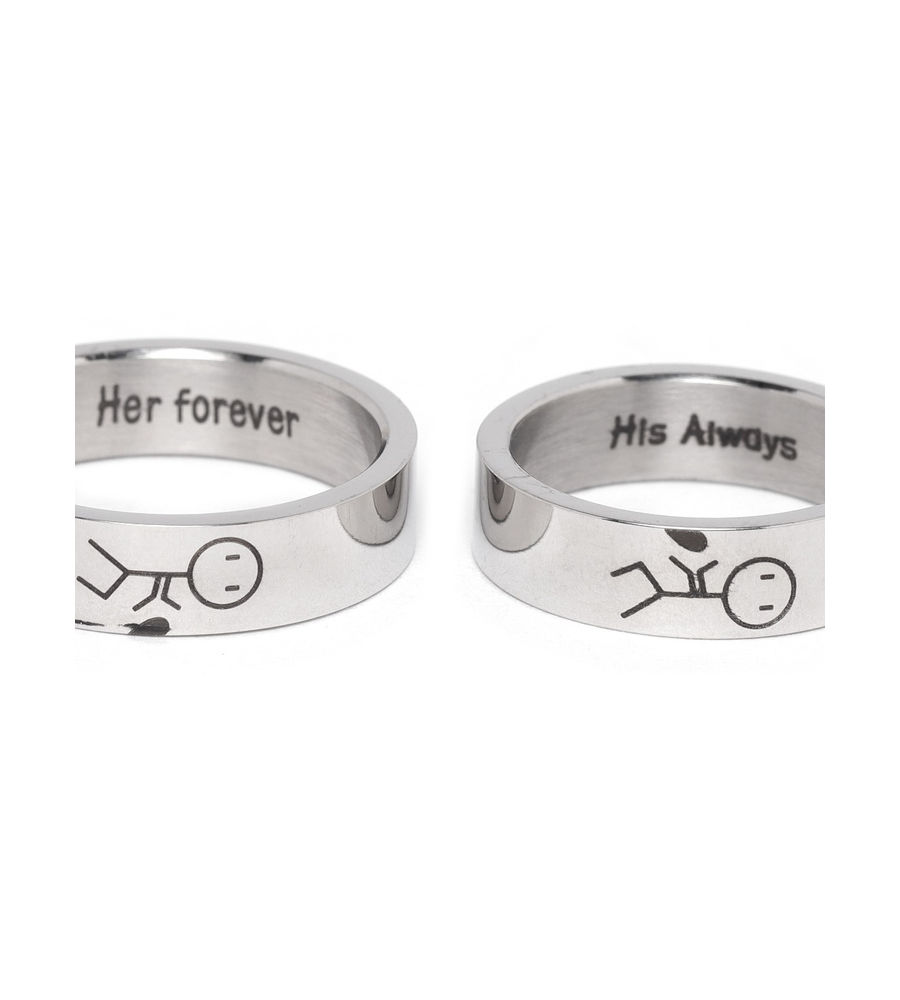 YouBella Set of 2 Silver-Plated Engraved Couple Rings