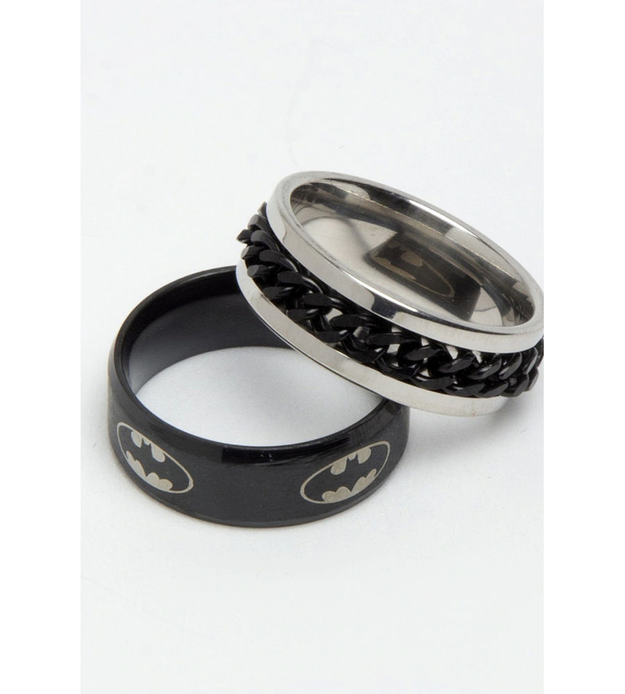 YouBella
Men Set Of 2 Black & Silver-Toned Textured Finger Rings