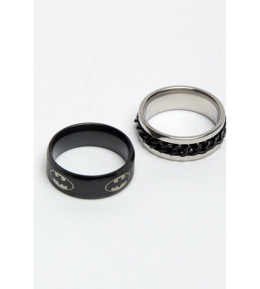 YouBella
Men Set Of 2 Black & Silver-Toned Textured Finger Rings