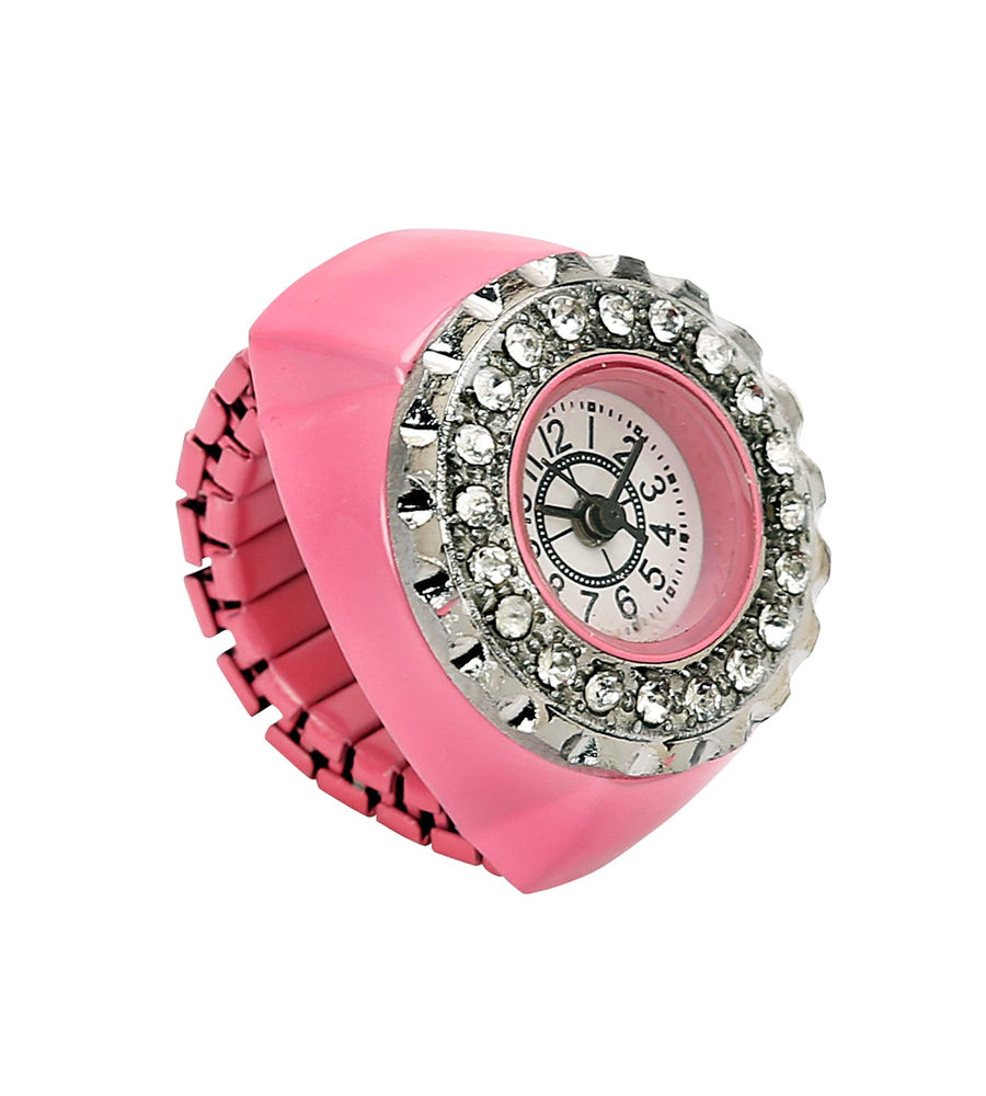 YouBella Jewellery Stylish Finger Ring Watch Jewellery Alloy Ring for Girls/Women and Boys/Men (Pink)