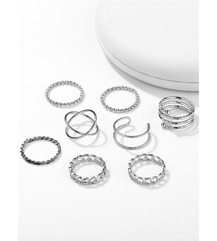 YouBella Jewellery Bohemain Oxidised Rings Combo of 8 Rings for Women and Girls (Silver) (YBRG_20121)