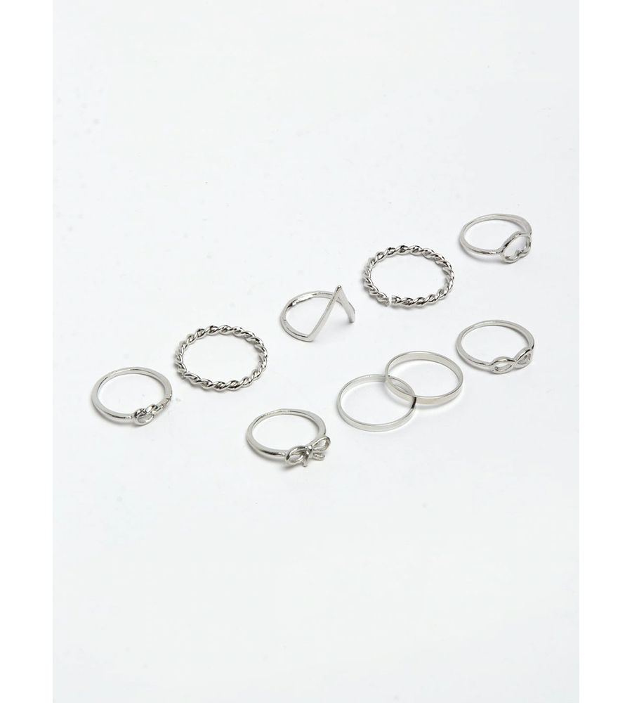 YouBella
Set Of 18 Gold-Toned & Silver-Toned Textured Finger Rings