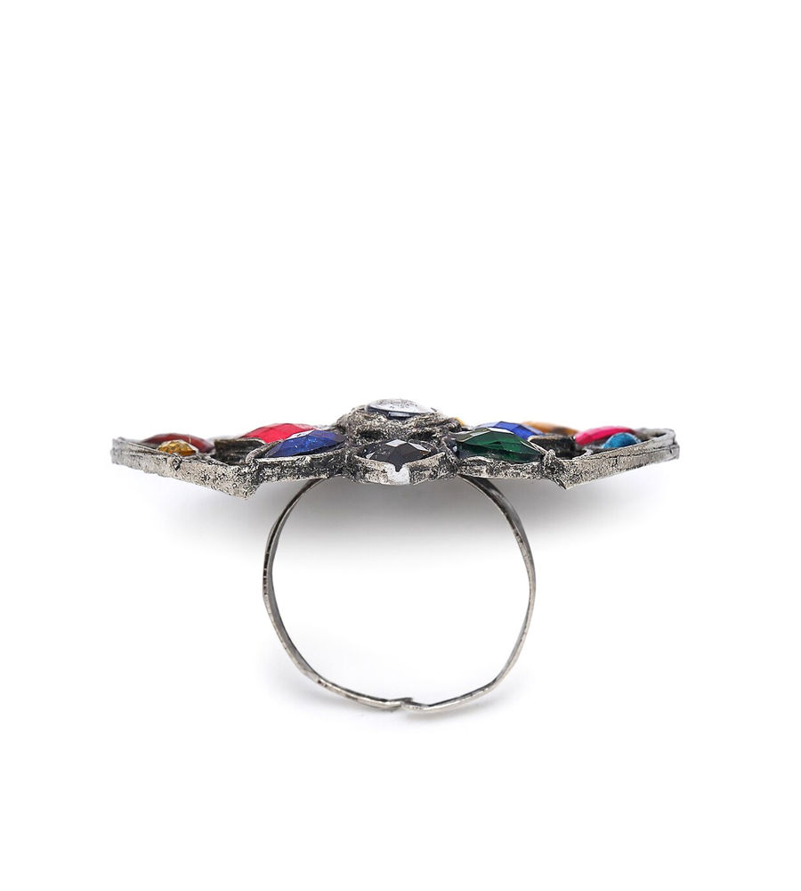 YouBella
Multicoloured Stone-Studded Afgan Adjustable Finger Ring