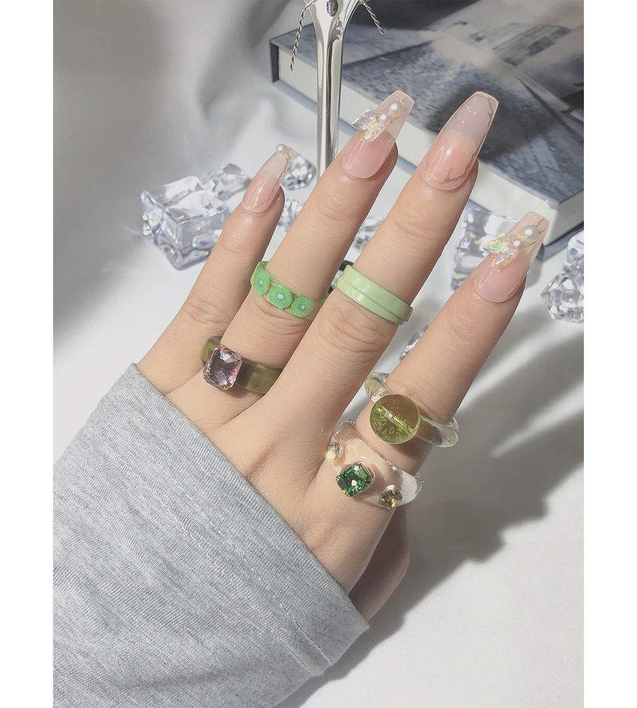 YouBella Jewellery Combo of 5 Rings for Girls and Women (Green) (YBRG_20161)