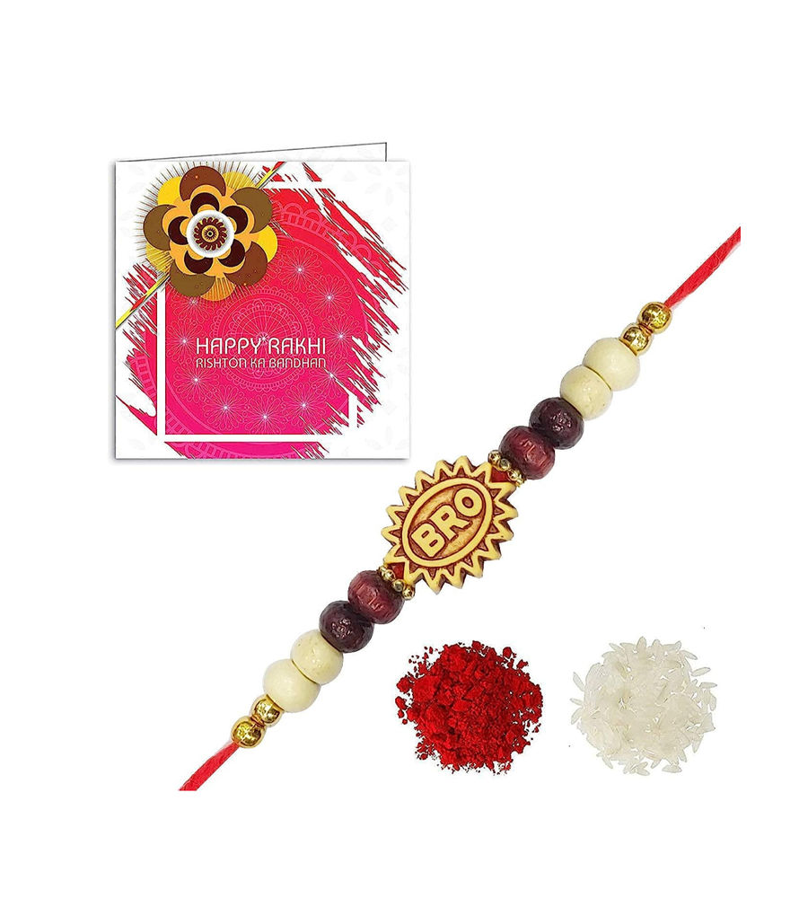 YouBella Designer Bracelet Rakhi and Greeting Card Combo Set for Brother Raksha Bandhan Gift for Brother (Style 4)