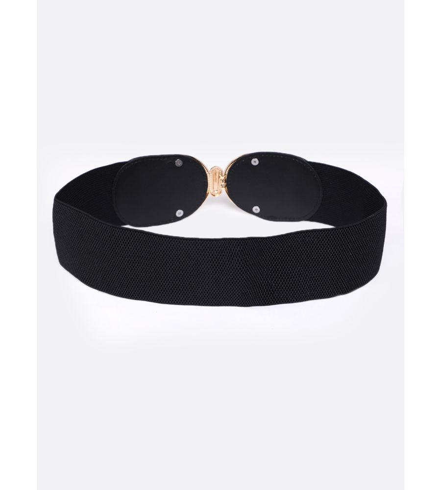 YouBella Women Fashion Jewellery Gold-Toned Stretchable Black Waist Belt With Black leather  for Women and Girls