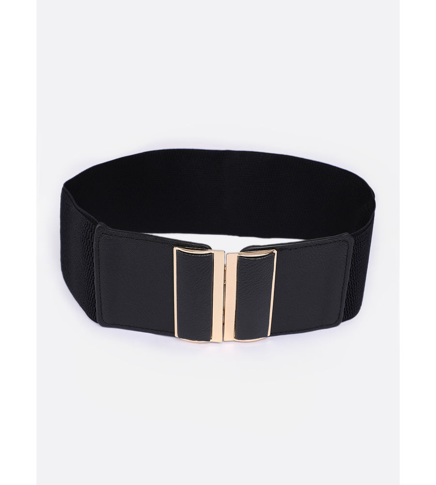 YouBella Women Fashion Jewellery Gold-Toned Stretchable Black Waist Belt With Black leather  for Women and Girls