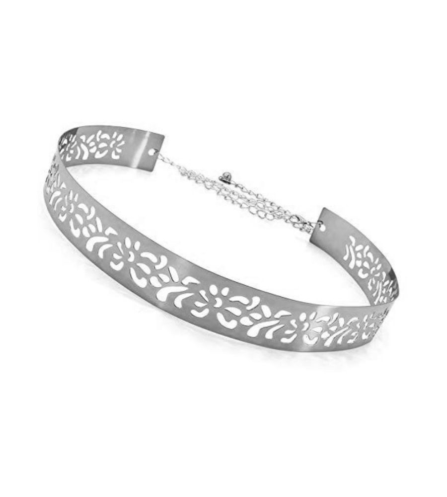 YouBella Jewellery Celebrity Inspired Adjustable Metal Plate Type Golden Kamarband Waist Belt for Women/Girls (Silver)
