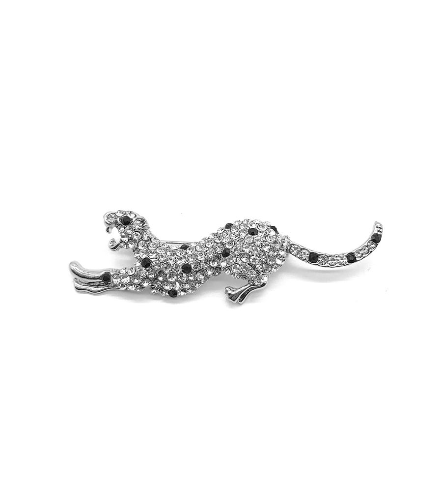 YouBella Stylish Leopard Crystal Jewellery Silver Plated Brooches for Women (Silver) (YB_Brooch_111)