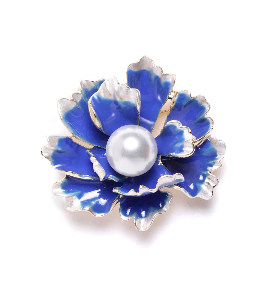 YouBella Jewellery Latest Stylish Crystal Unisex Floral Brooch for Wedding/Party for Women/Girls/Men (Blue)