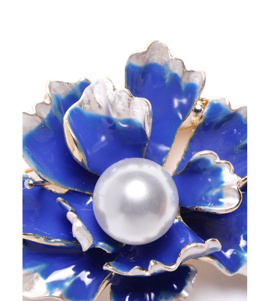 YouBella Jewellery Latest Stylish Crystal Unisex Floral Brooch for Wedding/Party for Women/Girls/Men (Blue)