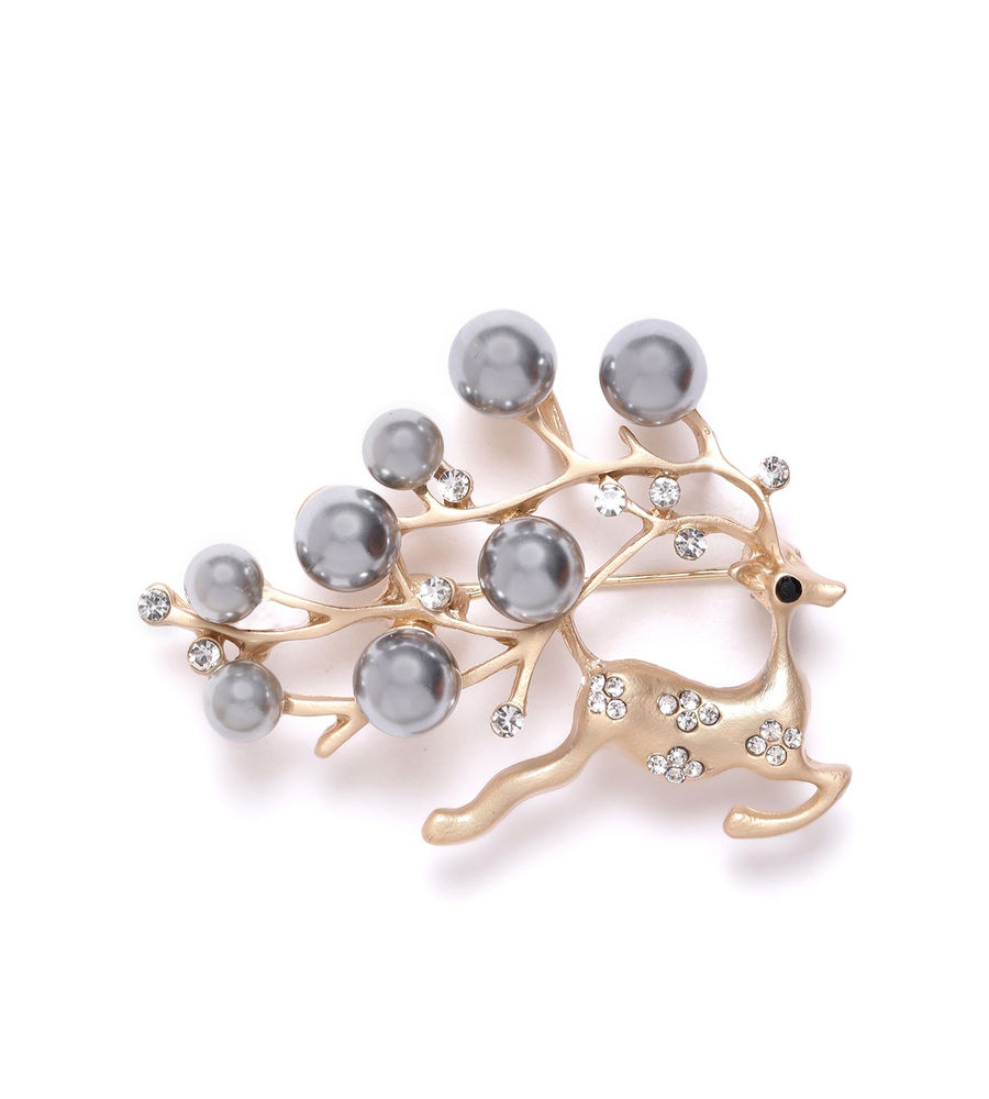 YouBella Jewellery Latest Stylish Crystal Unisex Deer Shape Brooch for Wedding/Party for Women/Girls/Men