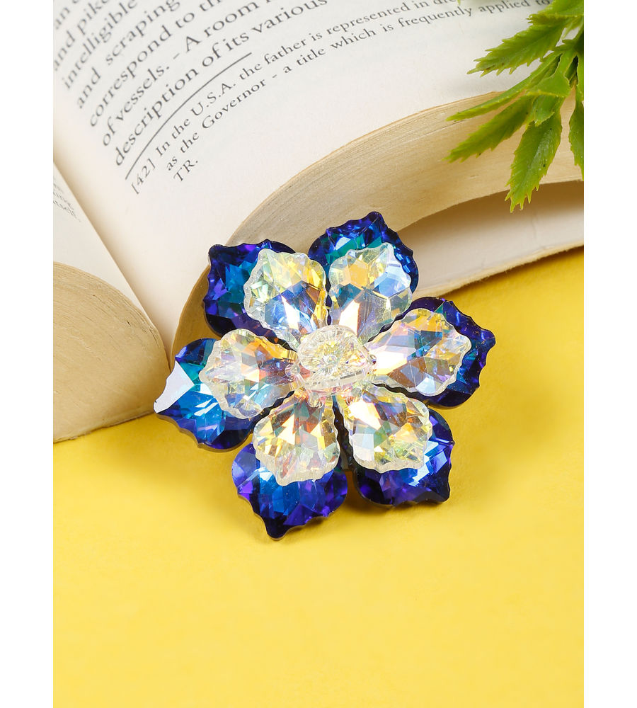 YouBella Jewellery for Women Stylish Celebrity Inspired Floral Brooch for Women/Men/Girls/Boys (Blue) (YB_Brooch_150)