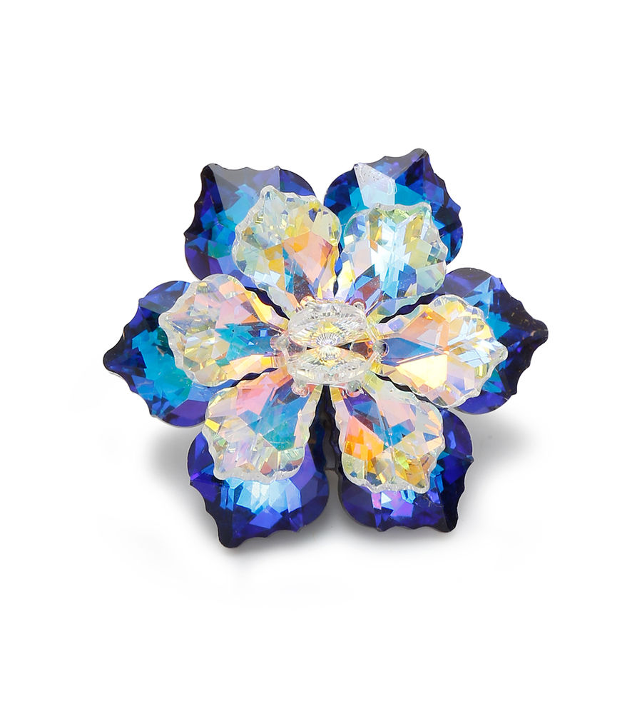 YouBella Jewellery for Women Stylish Celebrity Inspired Floral Brooch for Women/Men/Girls/Boys (Blue) (YB_Brooch_150)