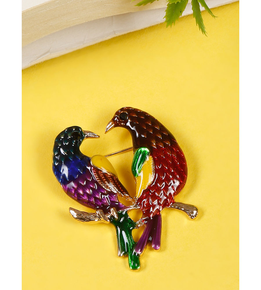 YouBella Jewellery for Women Stylish Celebrity Inspired Love Birds Brooch for Women/Men/Girls/Boys (Multi) (YB_Brooch_152)