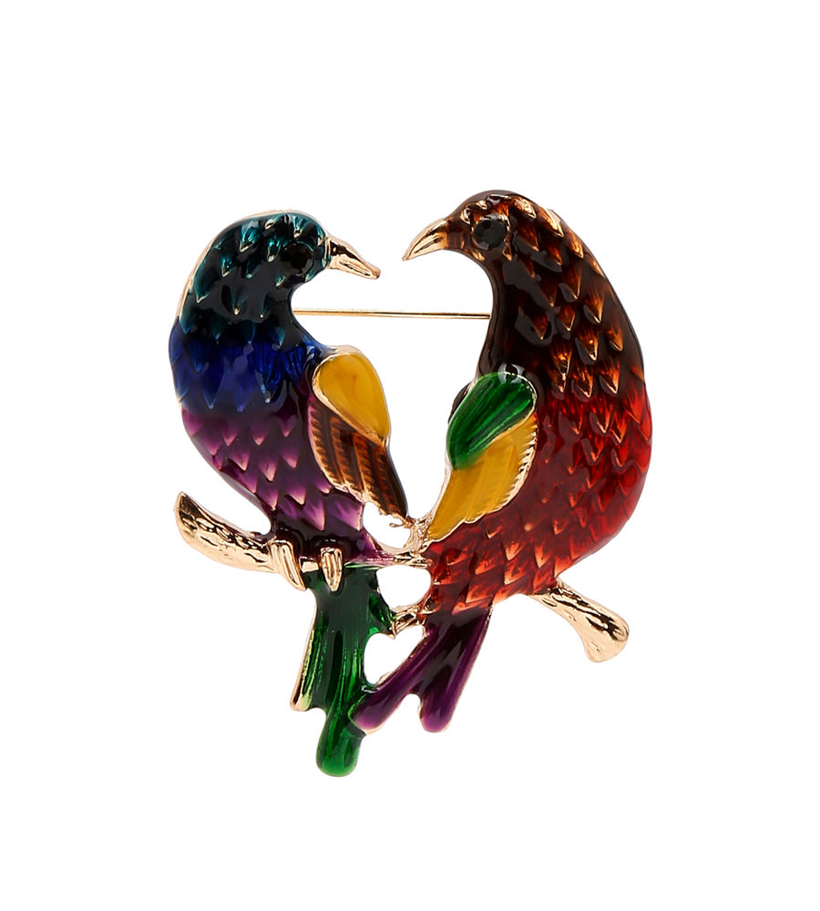 YouBella Jewellery for Women Stylish Celebrity Inspired Love Birds Brooch for Women/Men/Girls/Boys (Multi) (YB_Brooch_152)