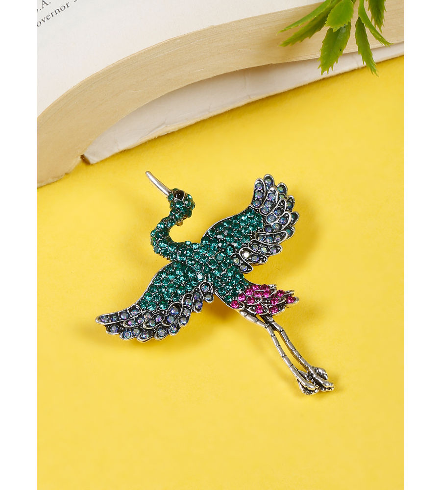 YouBella Jewellery for Women Stylish Celebrity Inspired Bird Shaped Brooch for Women/Men/Girls/Boys (Green) (YB_Brooch_153)