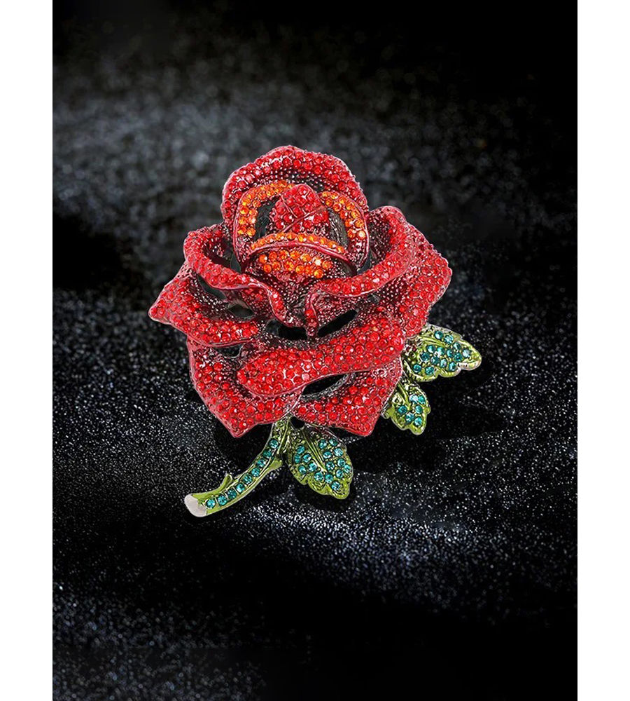 YouBella Jewellery for Women Stylish Celebrity Inspired Love Rose Shaped Brooch for Women/Men/Girls/Boys (Red) (YB_Brooch_155)