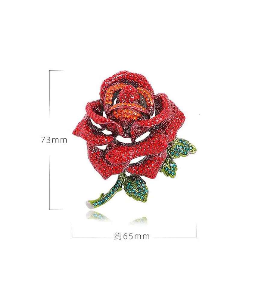 YouBella Jewellery for Women Stylish Celebrity Inspired Love Rose Shaped Brooch for Women/Men/Girls/Boys (Red) (YB_Brooch_155)