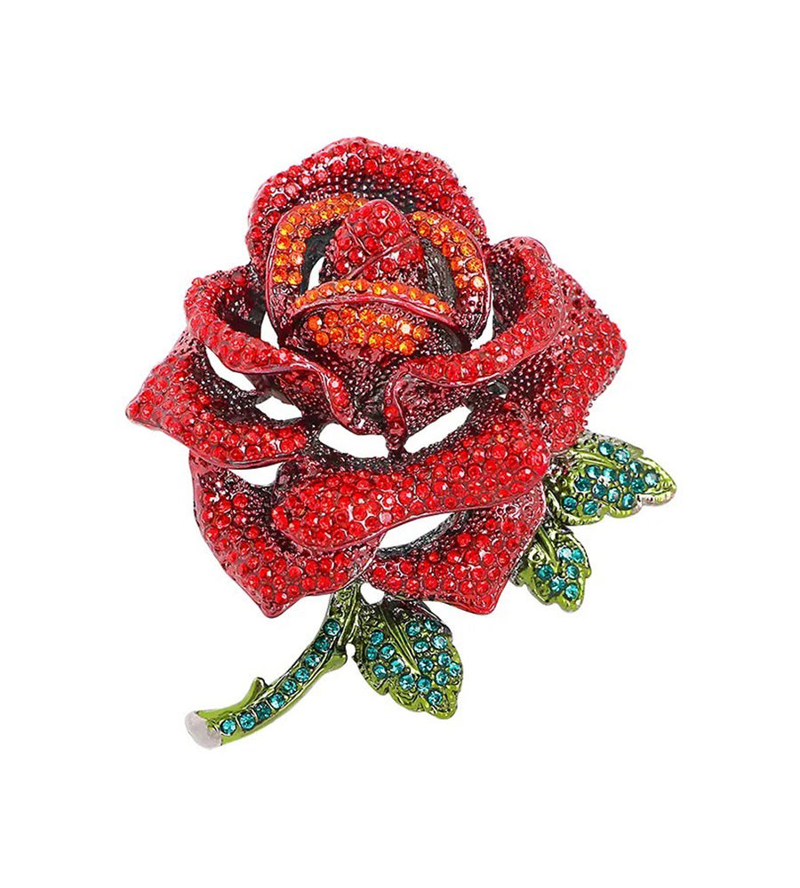 YouBella Jewellery for Women Stylish Celebrity Inspired Love Rose Shaped Brooch for Women/Men/Girls/Boys (Red) (YB_Brooch_155)