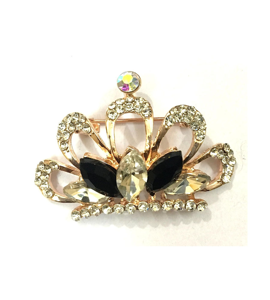 YouBella  Collection Black Crown Shape Brooch for Men/Women/Girls