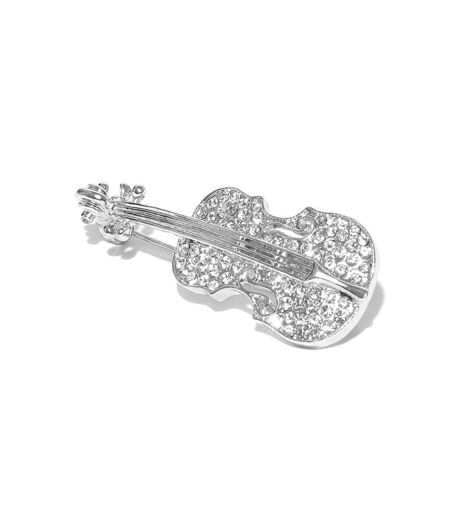 Best Valentine Gifts : YouBella Gracias Collection Musical Guitar Brooch for Men and Women/Girls (Silver)