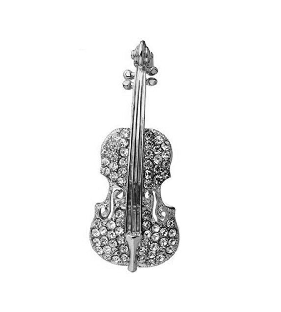 Best Valentine Gifts : YouBella  Collection Musical Guitar Brooch for Men and Women/Girls (Silver)