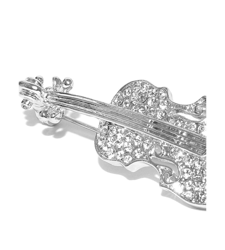 Best Valentine Gifts : YouBella  Collection Musical Guitar Brooch for Men and Women/Girls (Silver)