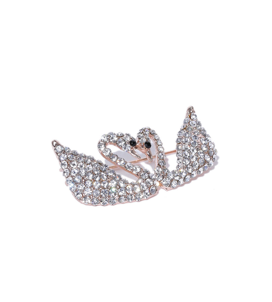 YouBella Women Gold-Plated Stone-Studded Swan-Shaped Brooch