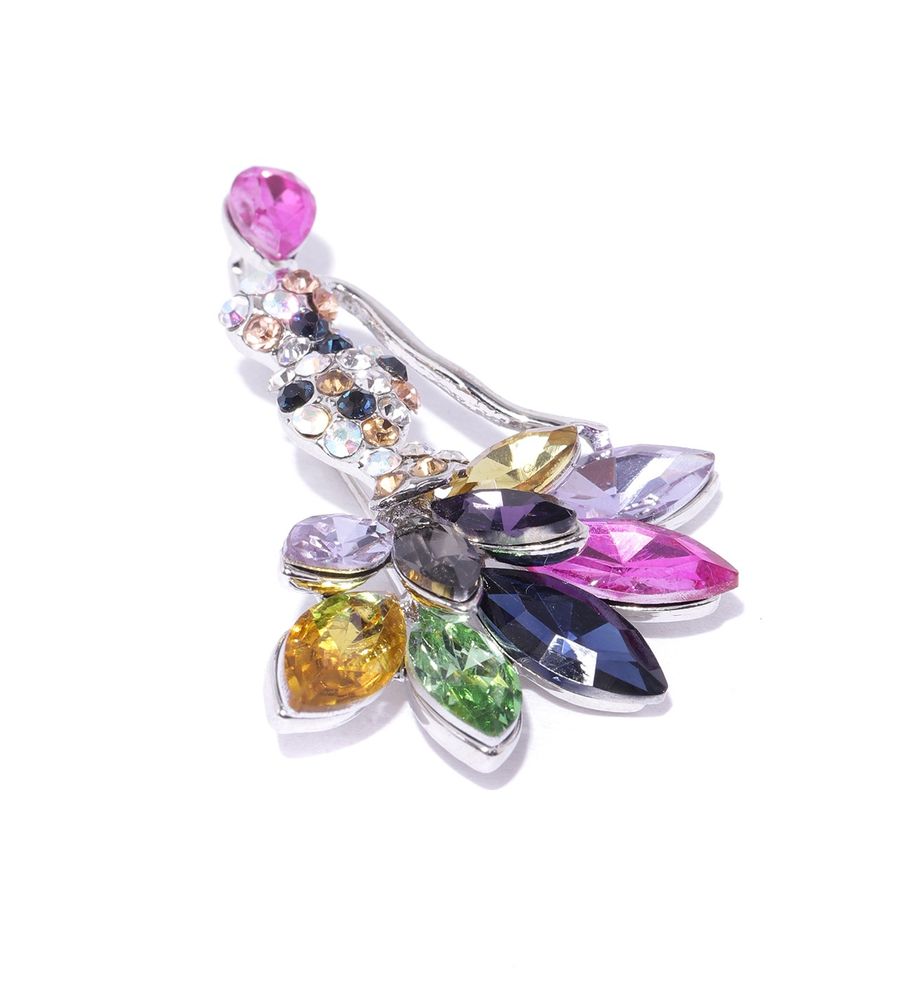 YouBella Valentine Collection Dancing Doll Jewellery Silver Plated and Cubic Zirconia Brooches for Women (Multi-colour) (YB_Brooch_73)