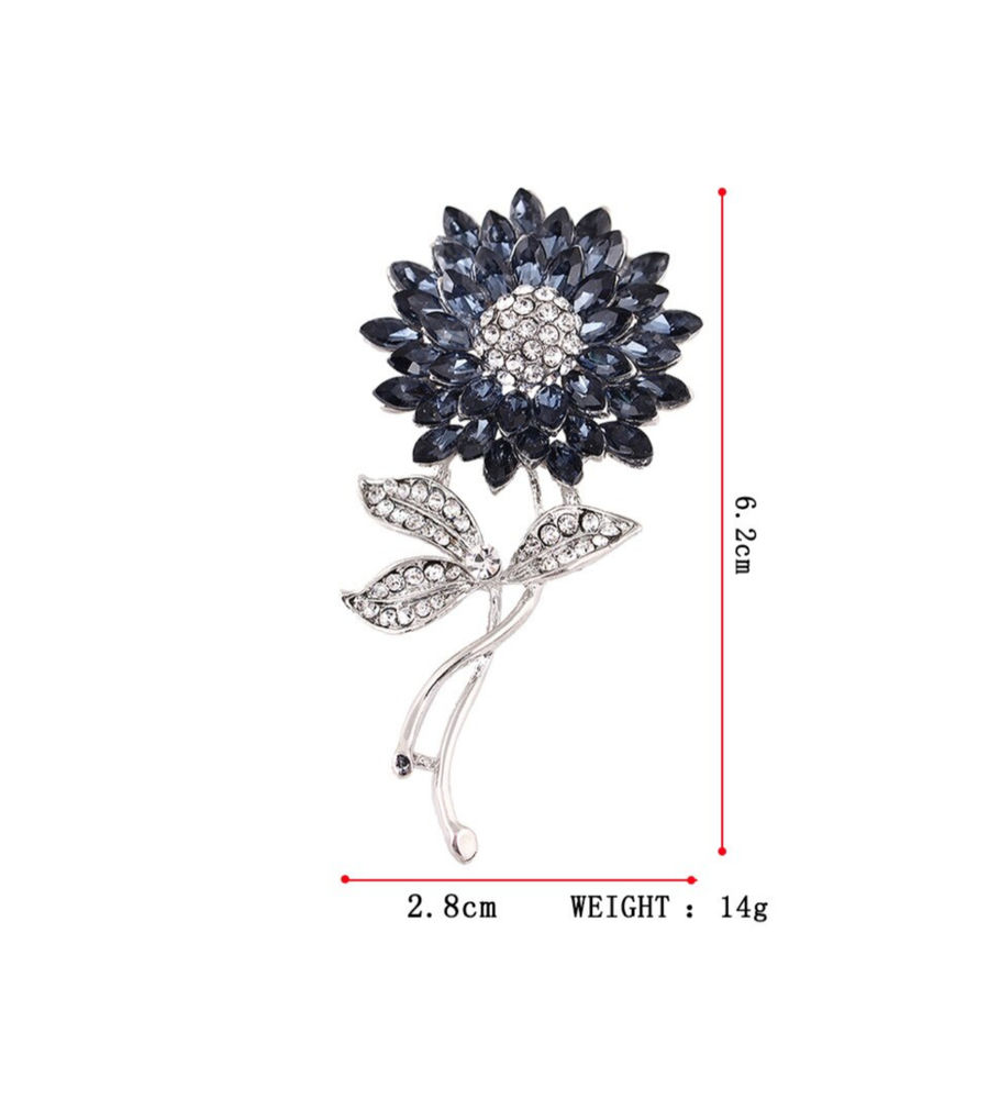 YouBella Valentine Collection Floral Jewellery Silver Plated and Cubic Zirconia Brooches for Women (Blue) (YB_Brooch_75)