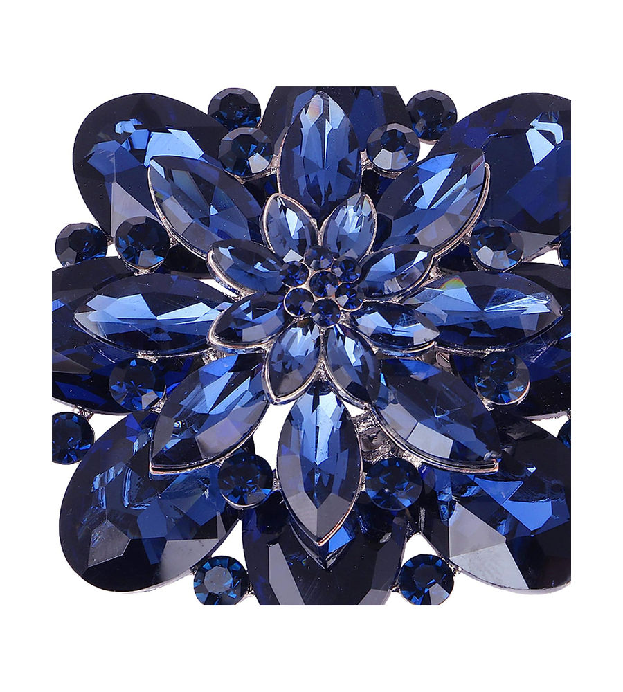 YouBella Jewellery Latest Stylish Crystal Unisex Big Size Brooch for Women/Girls/Men (Blue)