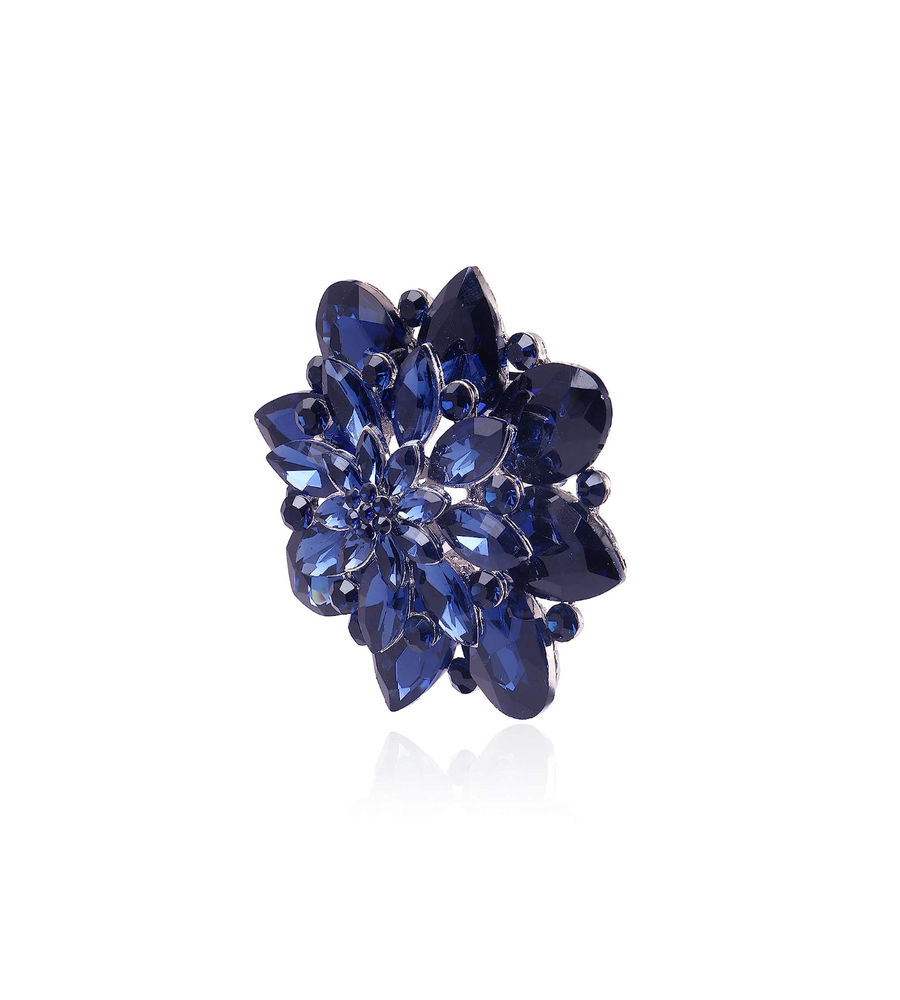 YouBella Jewellery Latest Stylish Crystal Unisex Big Size Brooch for Women/Girls/Men (Blue)