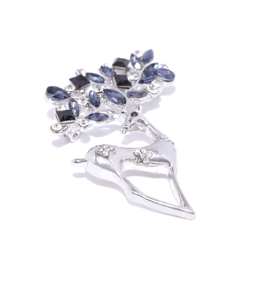 YouBella Stylish Latest Design Crystal Jewellery Silver Plated Brooches for Women (Silver) (YB_Brooch_78)